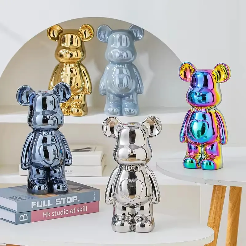 18/28cm Aesthetic Bear brick Ceramic Staute Teddy Bear decor action figure Sculptures Ornament for room Home Decoration Crafts