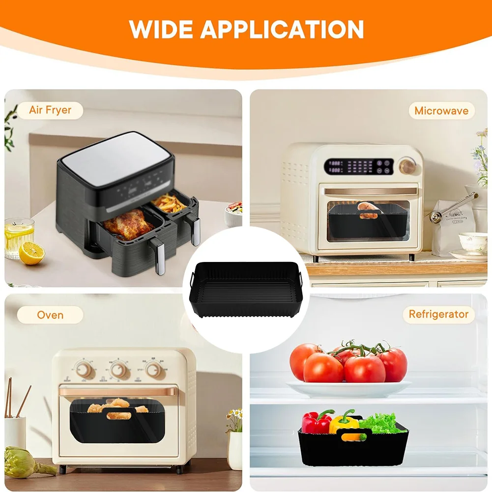 Baking Tray Basket Insert Food Safe Rectangular Air Fryer Silicone Liners Air Fryer Basket Accessories for Ninja Air Fryer AF500