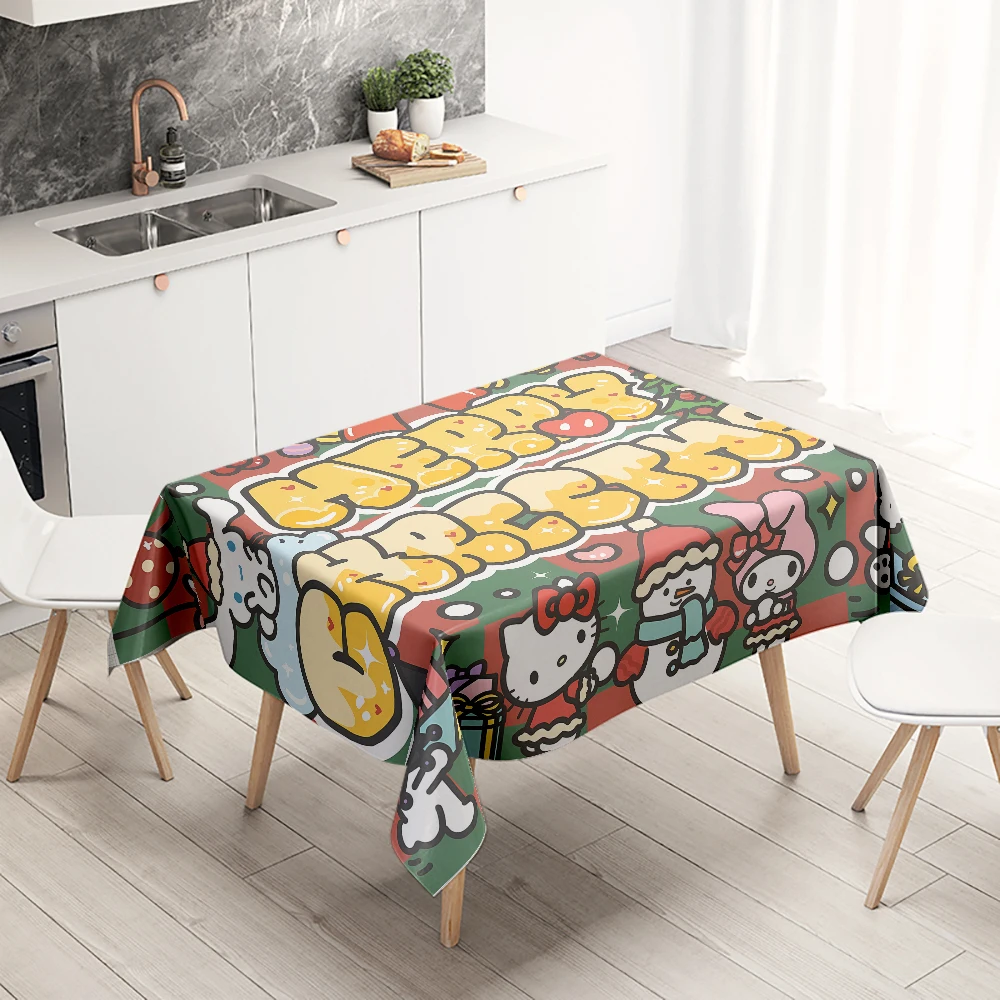 Sanrio Christmas decoration tablecloth Hello Kitty Kulomi pattern restaurant Kitchen decoration waterproof and antifouling