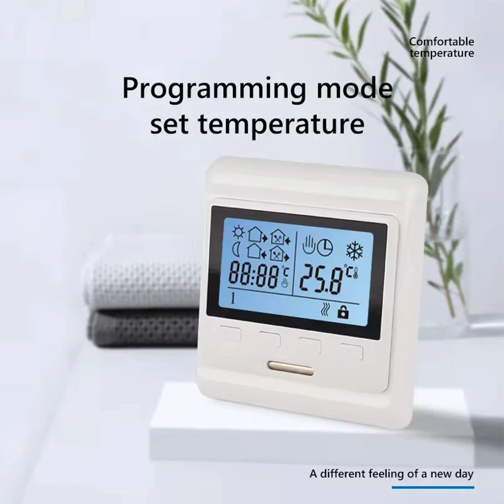 

1pc Manual Thermostat LCD Weekly Programmable Floor Heating Thermostat 16A 230V With LCD Display Glass Panel