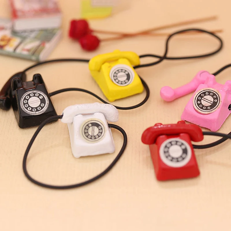 

Dollhouse Miniture Simulation Retro Telephone Model Home Furniture Decoration Accessories For Kids Toys Gift