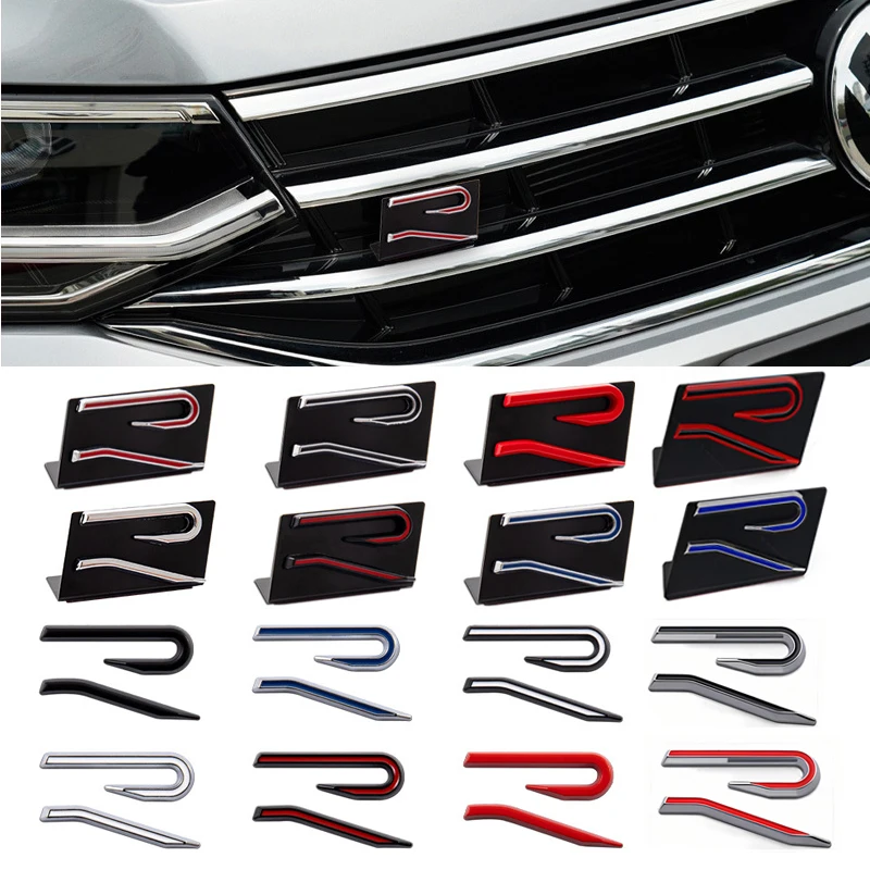 New R Logo Car Front Grill Trunk Sticker Accessories For Volkswagen VW GTI Rline Polo Golf MK8 Touareg Passat Magotan Tiguan CC