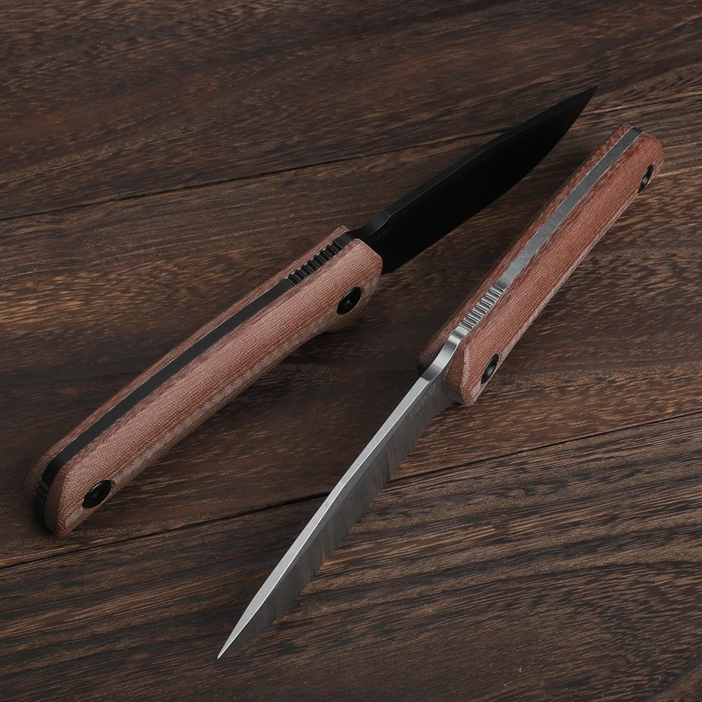 Cuchillo fijo de caza YEWU ", cuchillo táctico para acampar al aire libre, mango de lino de acero All Tang 440 afilado, funda Kydex