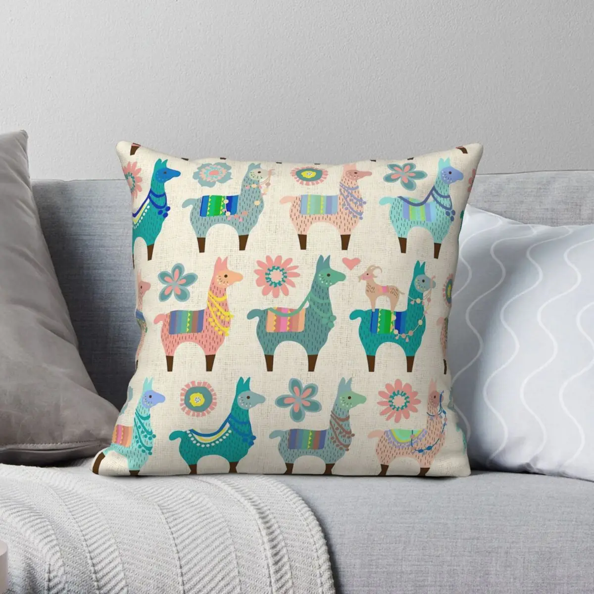 

Наволочка в виде ламы забавной козы, Полиэстеровая льняная бархатная креативная Декоративная Подушка на молнии, чехол для дивана, подушки