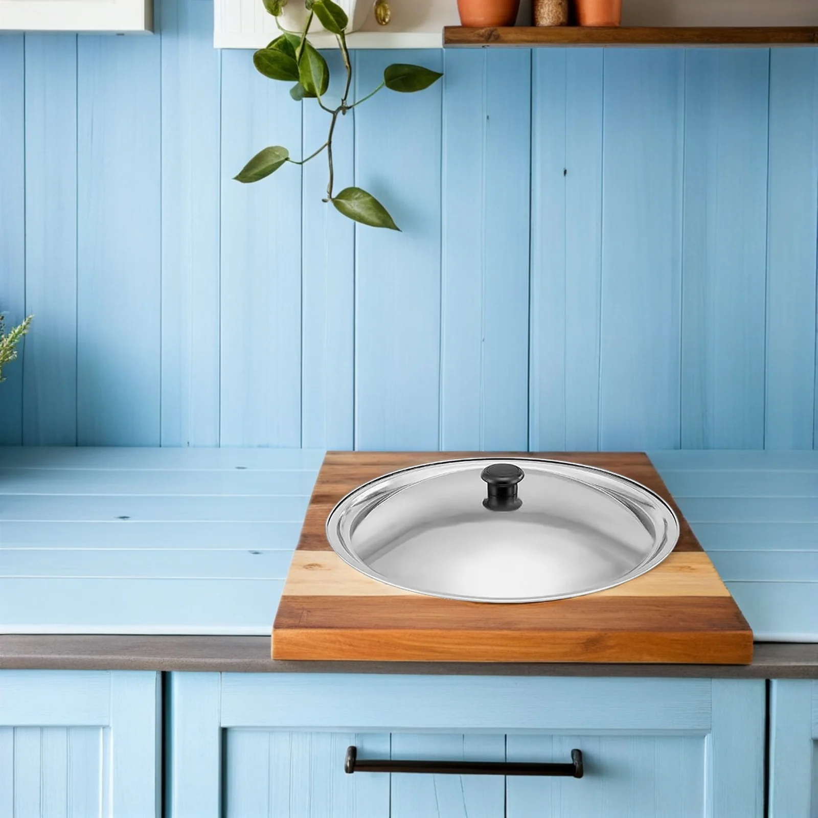 

Ciieeo 26cm Universal Stainless Steel Pot Lid with Bakelite Handle for Frying Pan Cookware Kitchen Replacement Prevents Spills