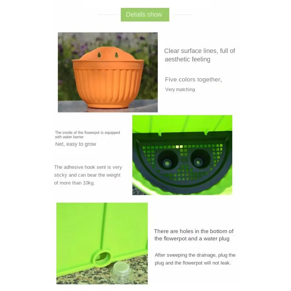 Gift Wall Mounted Flower Pot Colorful DIY Resin Pot Semi-circular Plants Rack Home Garden