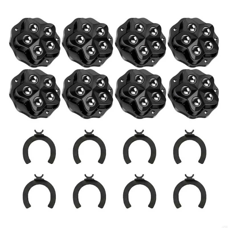 No-Drill Adhesive Roller Pack, 8 Piece Turning Set for Furniture, Cabinets, Shelves, and Storage Tub Access JOMD