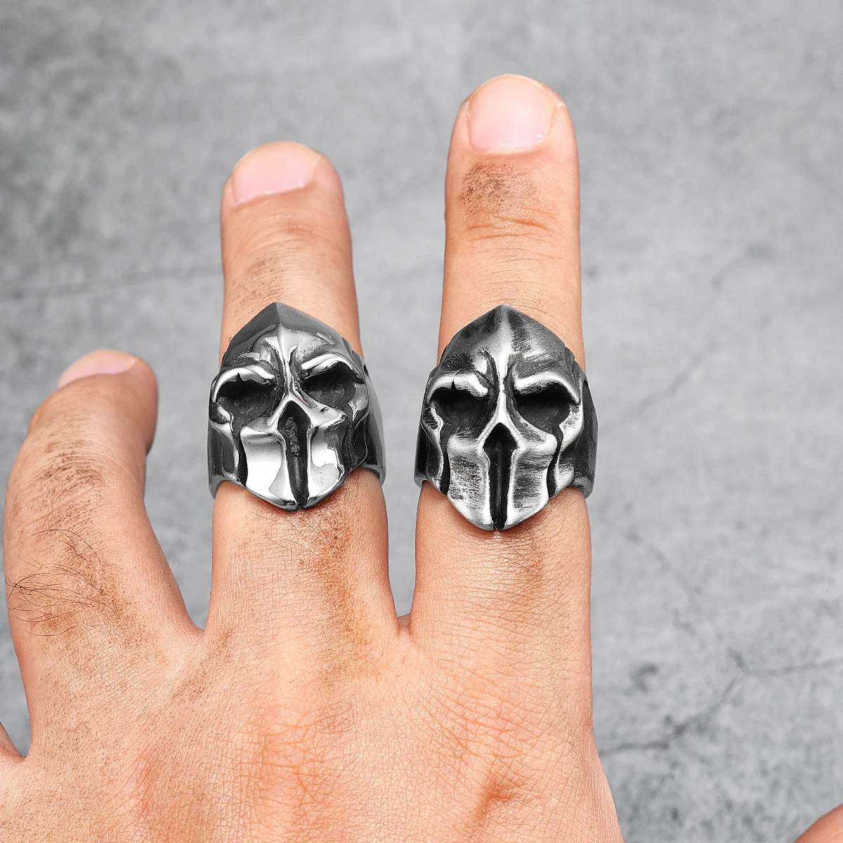 Stainless Steel Men Rings Spartan Helmet Warrior Skull Punk Rock Gothic for Biker Male Boy Jewelry Creativity Gift Wholesale