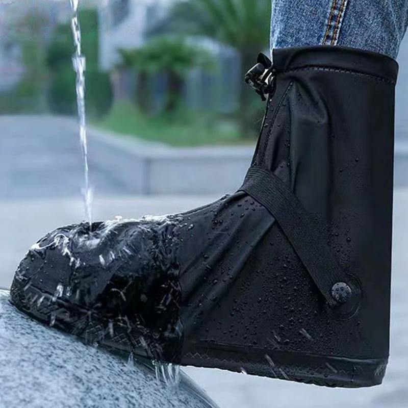 Rain Boots Waterproof Overshoes with Drawstring Strap Reusable Shoes Protective Gear Rainy Day Walking Protection Footwear Cover