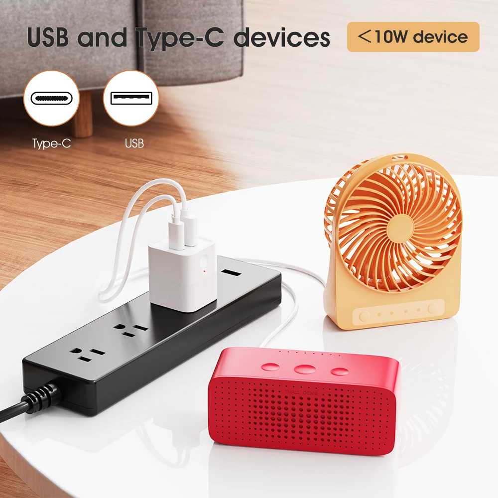 2 in 1 Tuya WiFi Smart TypeC USB Adaptor Switch Mini USB Power Adaptor Charger Plug Timing Voice Control Works with Alexa Google