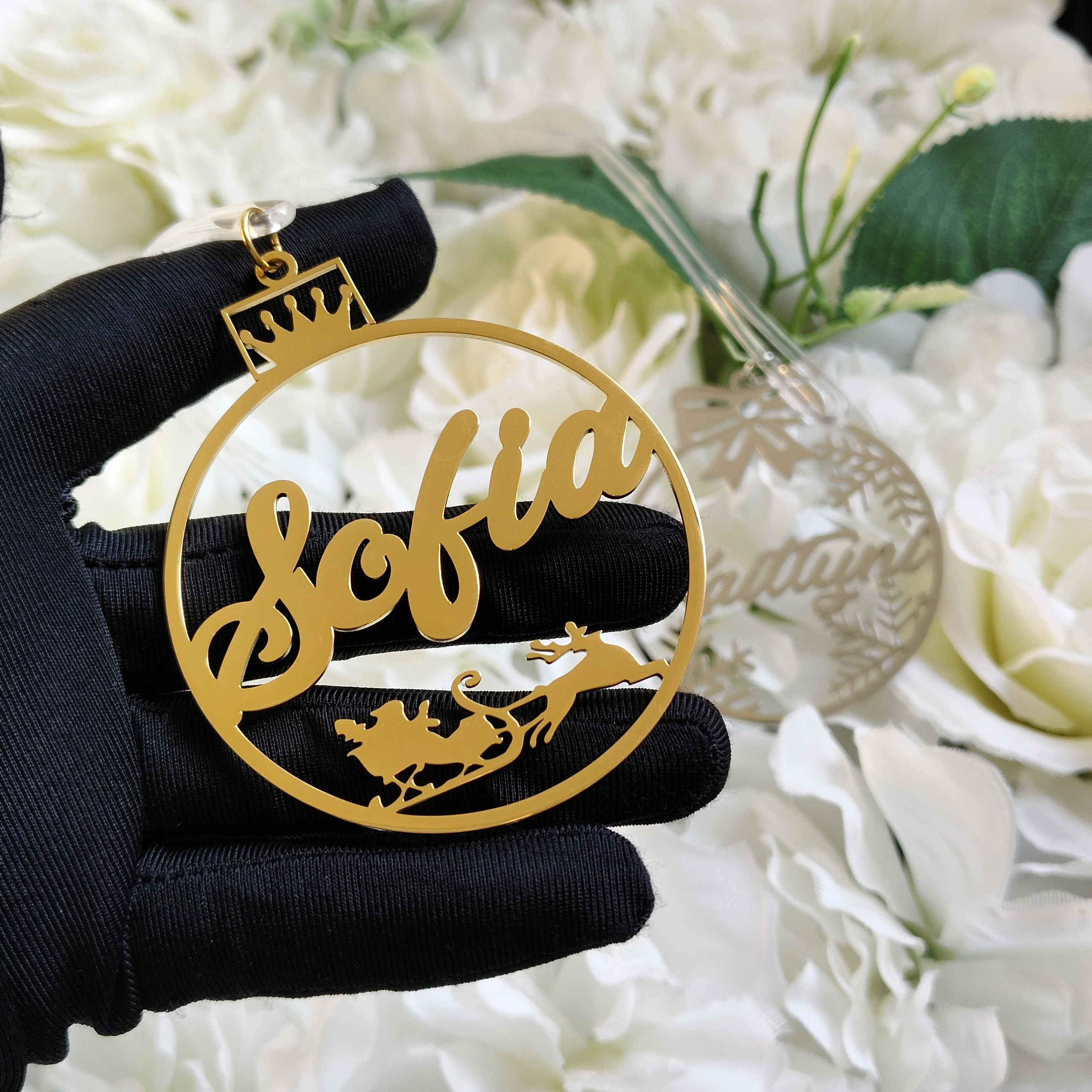 

DHQH New Wholesale Personalized Letter/Logo Christmas Pendant Customized Name Pendant Christmas Gift Manufacturer Direct Sales