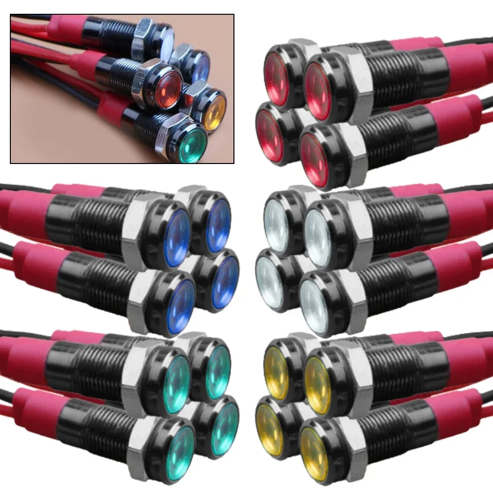 4Pcs 6mm LED Indicator Light 12-24V Waterproof Signal Light Metal Panel Light For Pilot Lights, And Indicator Lights