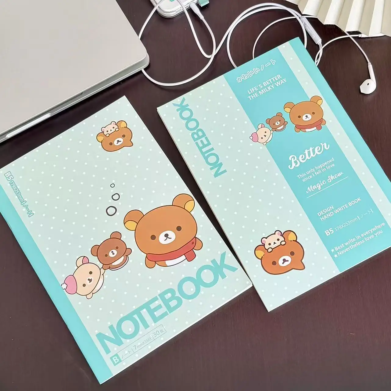 Kawaii Rilakkuma Bear Notebook Cover Lined Inner Pages Cartoon Character Planner Notepad Portable Scrapbook Stationery Supply
