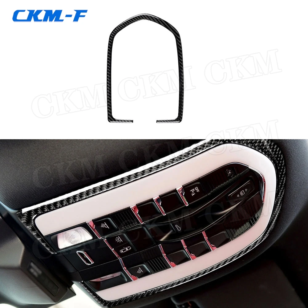 

Carbon Fiber Car Interior Roof Reading Light Lamp Trim Frame Cover Sticker for Porsche Macan 2015-2018