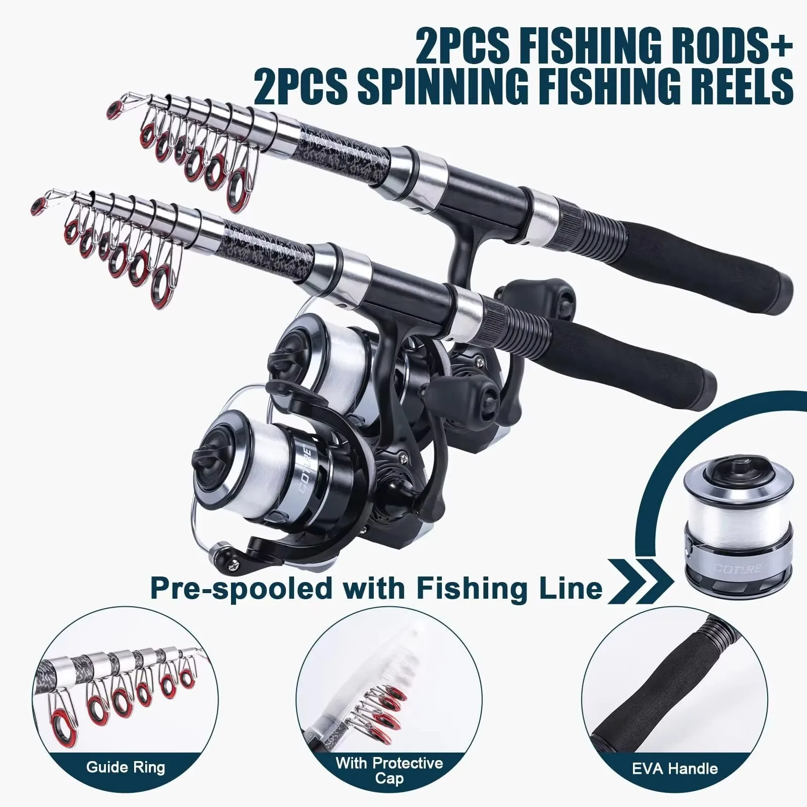 Combo de pesca telescópico Goture – Kit completo para viaje - imagen 3