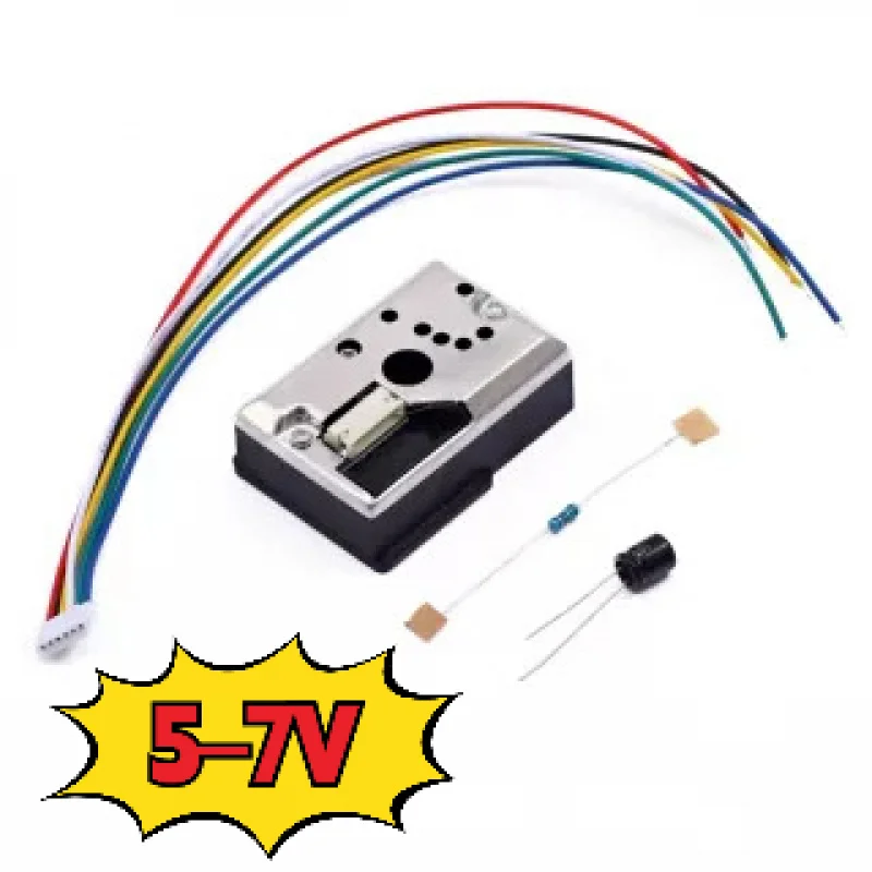 샤프 광학 먼지 센서 GP2Y1010AU0F, 150Ω 저항, 220uF 커패시터 및 6핀 케이블이 포함된 PM2.5 먼지 센서 모듈 GP2Y1014AUVF