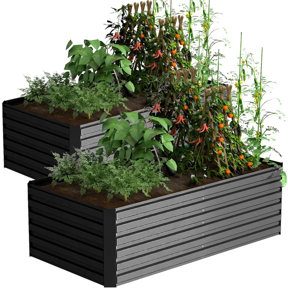 

Galvanized Raised Garden Bed, Deep Root Planter Box Outdoor,for Vegetables Flowers Herb,Large Heavy Metal Raised Garden Beds