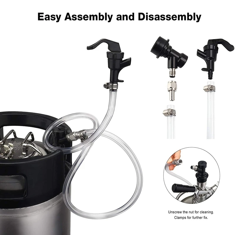 3Ft Beer Line Assembly, Ball Lock Disconnect Liquid Tubing,Party Beverage Dispensing Hose Kit With Tap&4 Hose Clamps