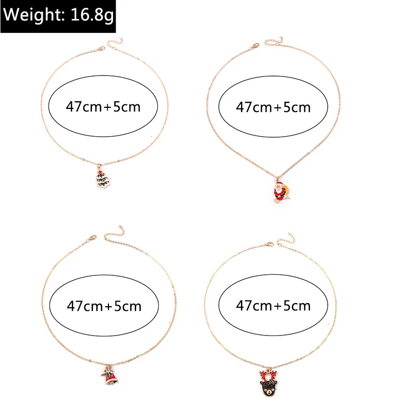 Mode Weihnachten Halsketten Emaille Santa Claus Baum Glocken Anhänger Halskette für Frauen Mädchen Weihnachten Party Urlaub Schmuck Geschenke – Detail 24