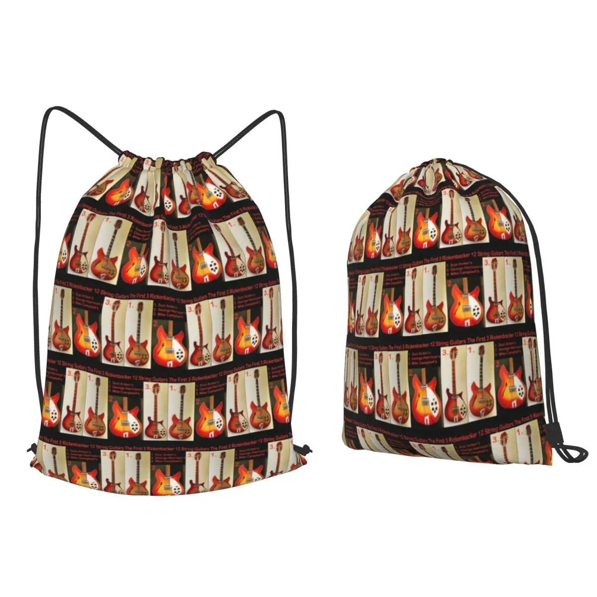 First 3 Original Rickenbacker Electric Backpacks Portable Drawstring Bags Sports Bag Book Bags for Man Woman Students