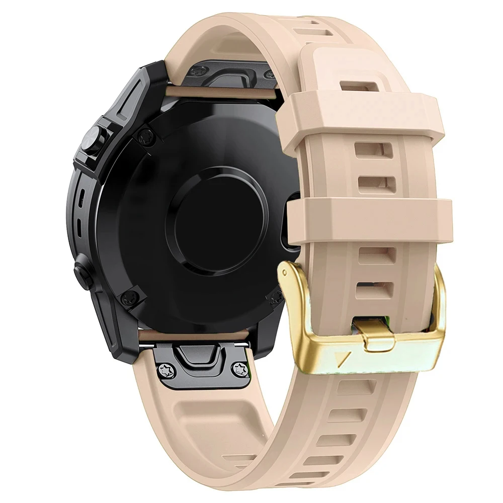 20mm Champagne Gold Buckle Smart Watch Strap For Garmin Fenix 7S 6S Epix Gen Pro 2(42mm) S70Quickfit Silicone Bracelet Wristband