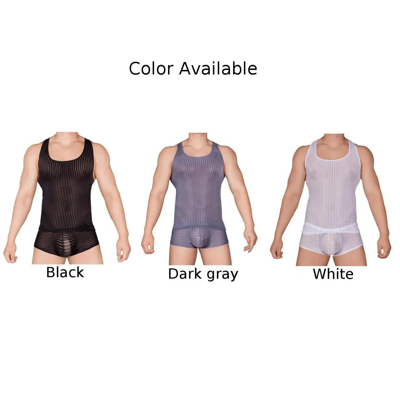 Sexy Men Vest Mesh Stretchy Underwear Posing Fit Muscle Tank Top Ultra-thin Transparent Tees Comfort Breathable Sleepwear