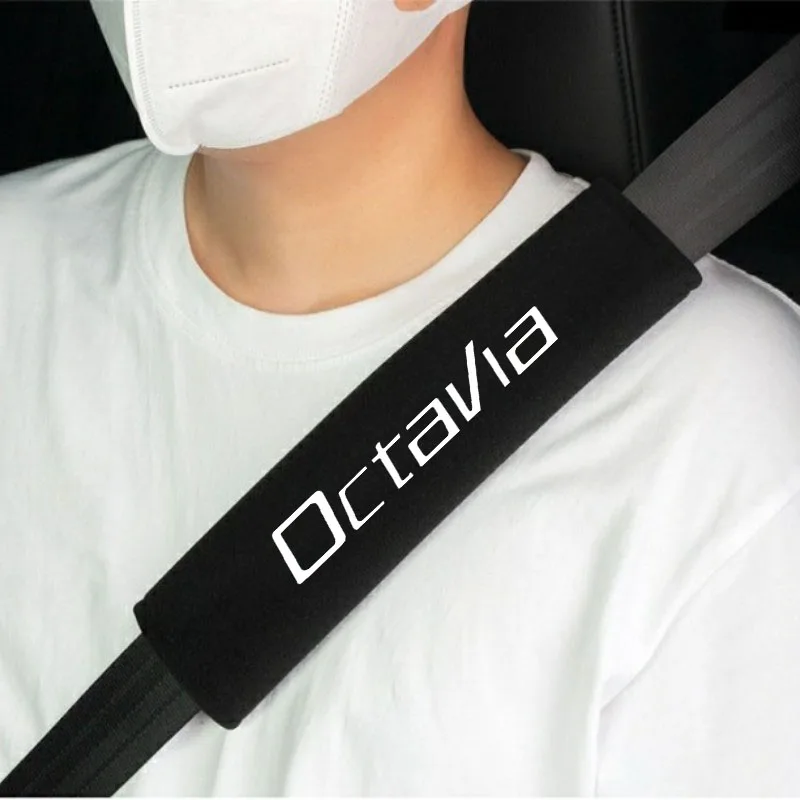 2pcs Car Seat Belt Cover Shoulder Pads Auto Interior Decoration Accessories Case For Skoda Octavia 2 3 MK2 MK3 A4 A5 A7 VRS