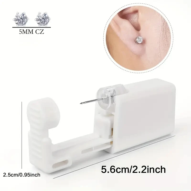 2pcs, Painless Ear Piercing Kit Pro - Disposable Sterile Gun Tool with Built-in Hypoallergenic Ear Studs for Safe and Easy Pierc