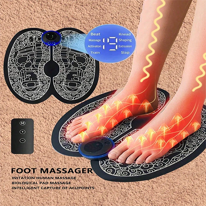 

Rechargeable Electric Foot Massager - Improve Blood Circulation & Relax Muscles Perfect Remote Control Pad Relieve Pain Fatigue