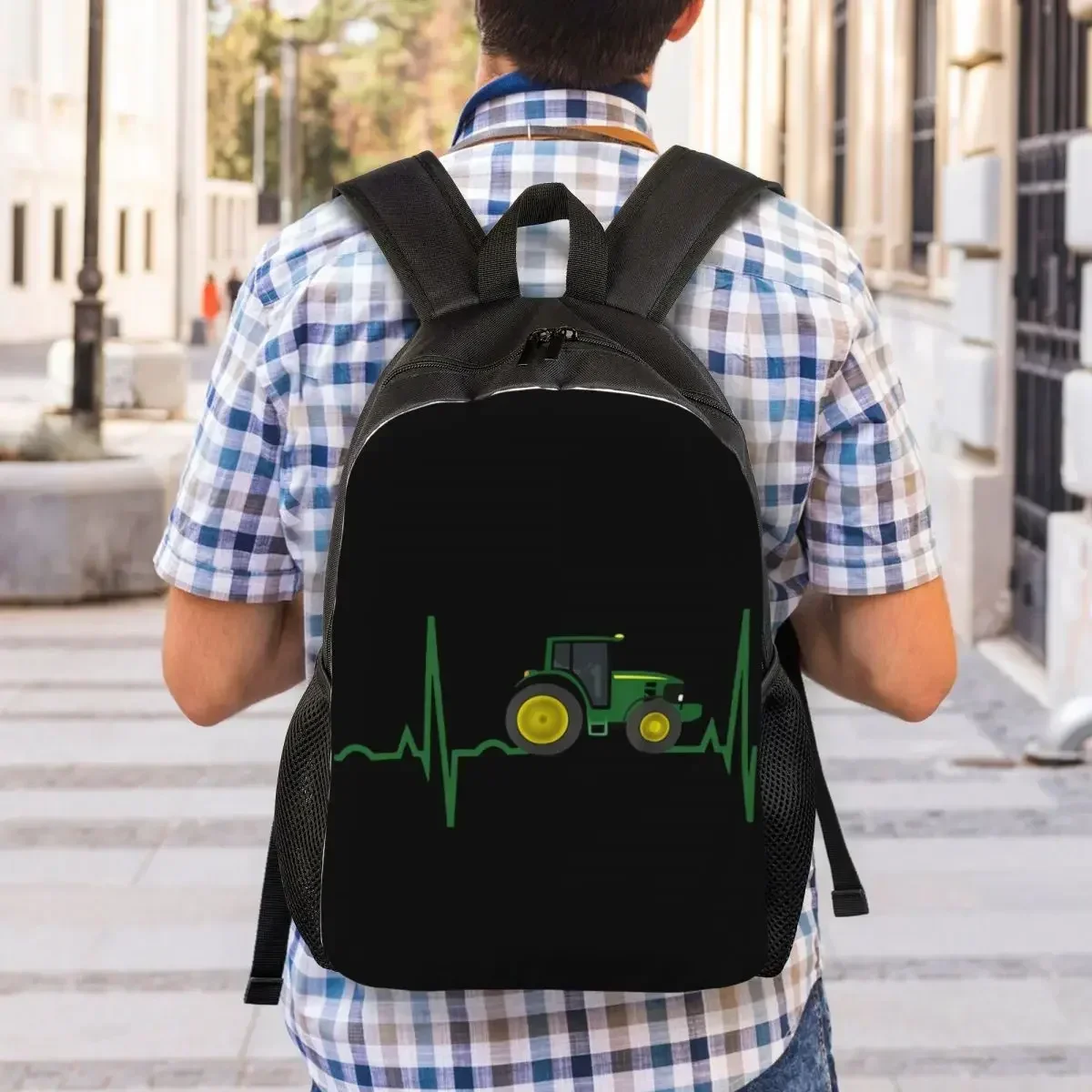 Tractor Heartbeat Laptop Backpack Women Men Fashion Bookbag for School College Students Bag