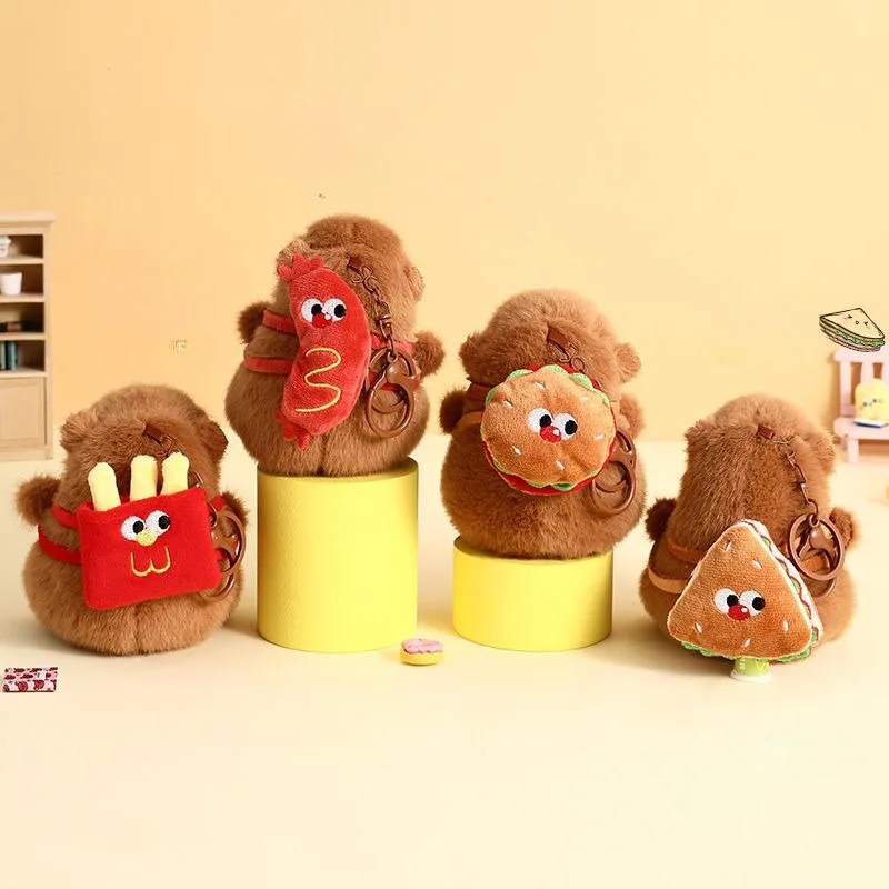 

Cute Capybara Plush Keychain Backpack Pendant Soft Stuffed Animal Bag Charm Cartoon Key Ring Kids Gift Office Table Decoration