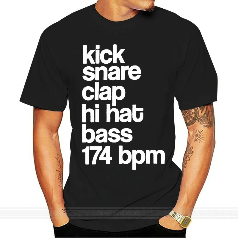 Dj Shirt - Kick Snare 174 Bpm - Synthesizer Bass Synth Music Drum  Bass Producer Printed T Shirt Print T shirt Mens Summer