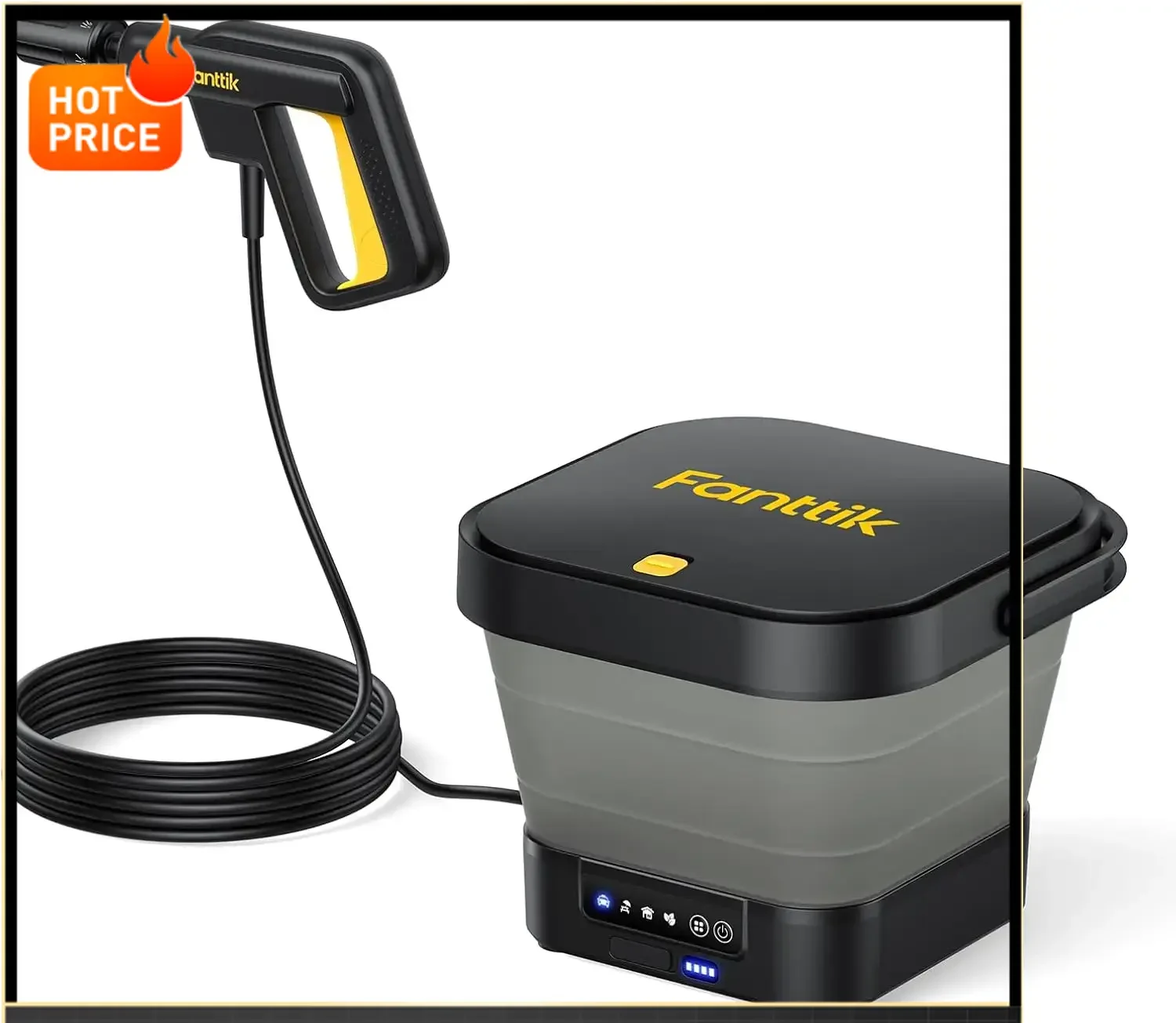 

Bestseller[Limited Time Offer!]NB8 Fold Cordless Electric Pressure Washer w/3.2Gal Tank, 5-in-1 Nozzle, Max 220PSI, 10FT Hose, 4