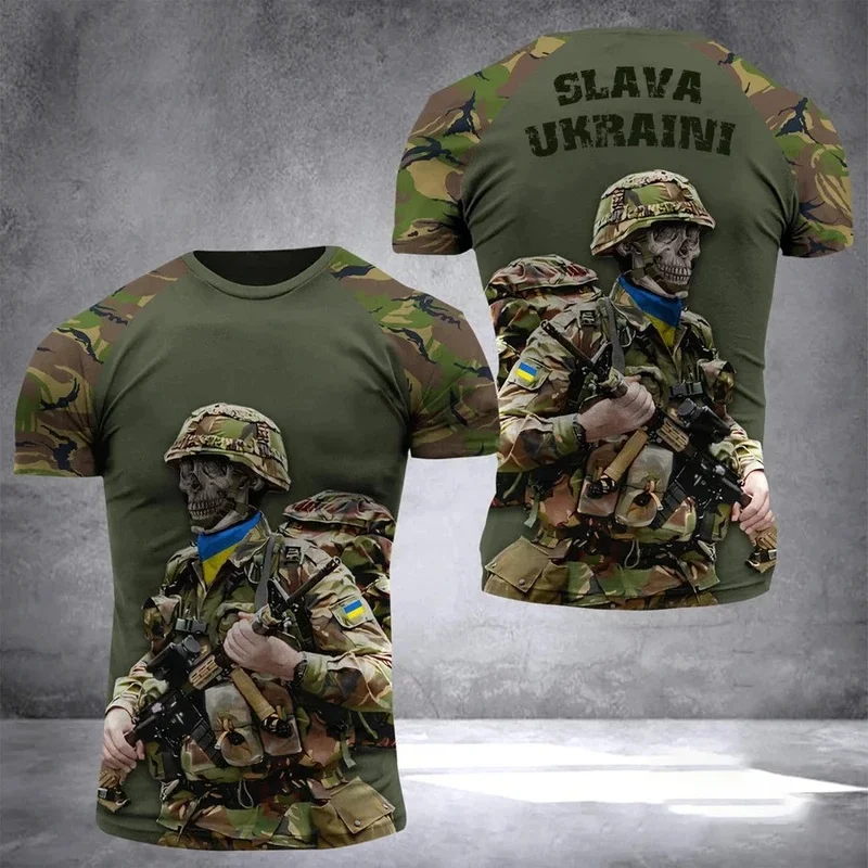 1 Piece Custom Your Picture UKRAINE Men'S T-Shirt Summer Short Sleeve Ukraine National Emblem Flag 3D Print Fashion O-Neck Pullo