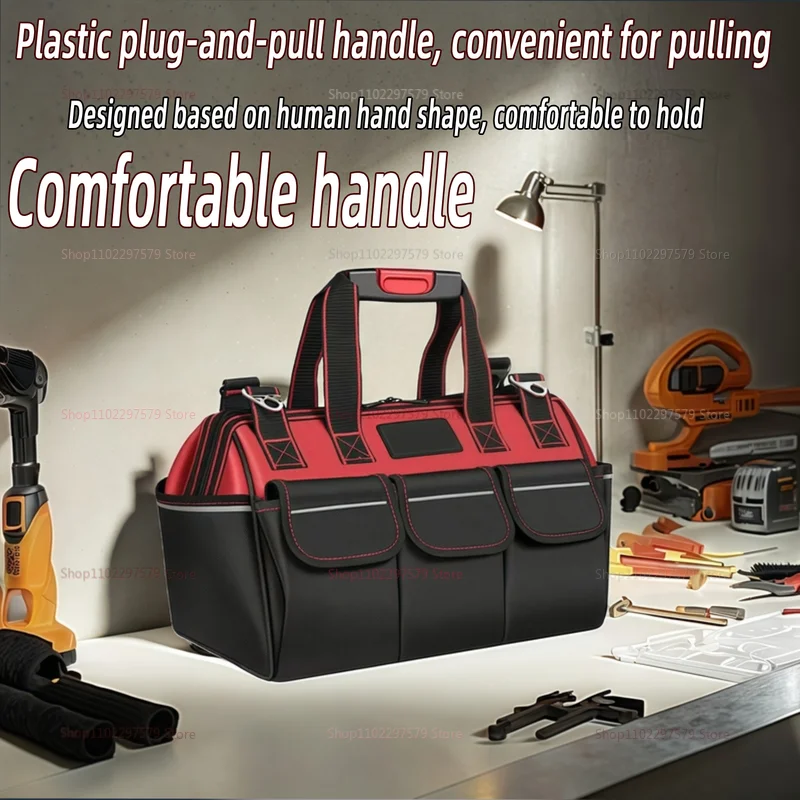 حقيبة تخزين أدوات مقاومة للماء من قماش أكسفورد، منظم متين لميكانيكا النجارين الكهربائيين الثقيلة مع جيوب متعددة