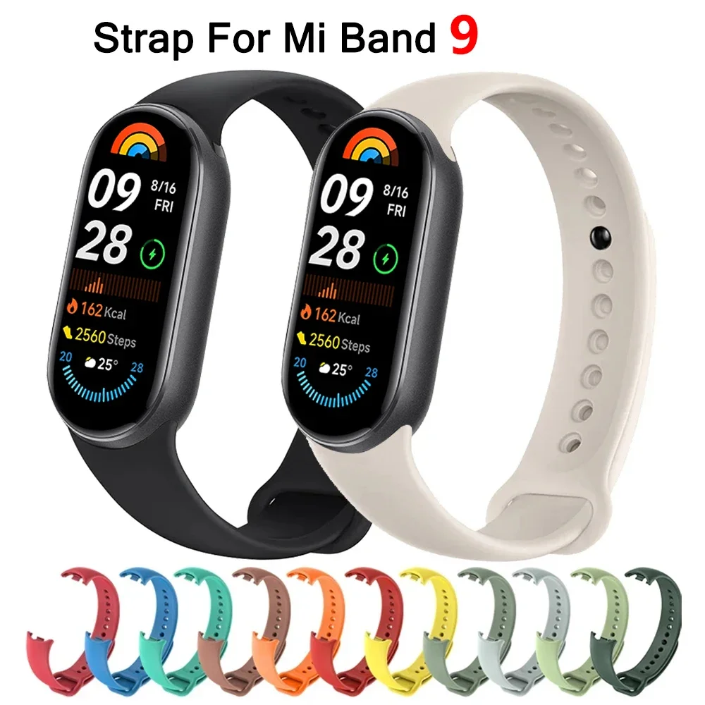 Silicone Strap For Mi band 9 Miband 8 Bracelet Sport belt Replacement Smartwatch Wrist bracelet watchband Xiaomi mi band 9 strap