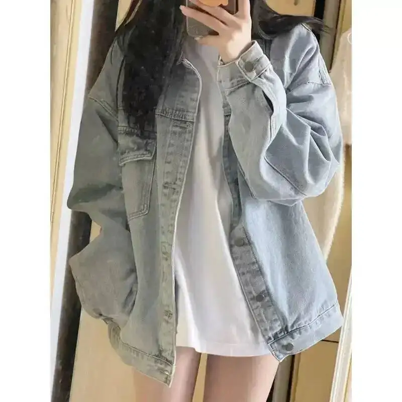 

Loose Casual Women's New Arrival Versatile Plus Size Light Blue Jacket For Women Comfortable Fit Denim Coat