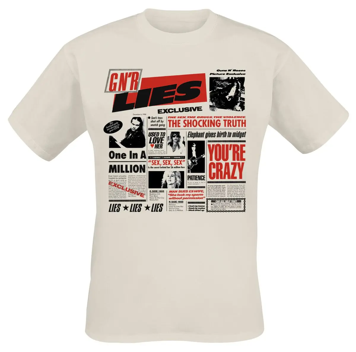

Lies _ Guns N 'Roses T-Shirt Peripheral Pattern Printing Summer Luxury Brand Cotton Men's and Women's T-Shirts Short Sleeves