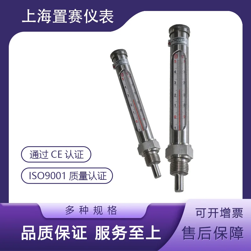 

2025 304 stainless steel glass tube metal sleeve thermometer ZS64 straight 0-50-100-200 industrial boiler pipe