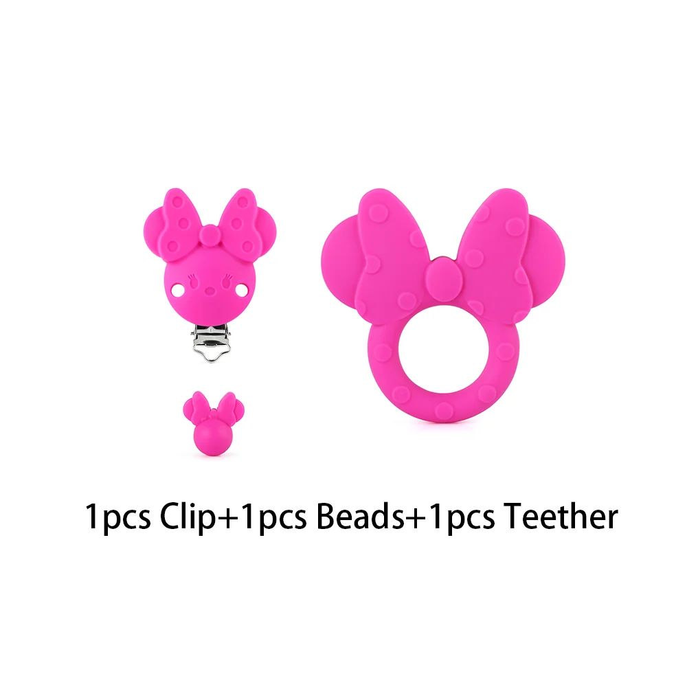 3Pcs/Set Baby Teethers Silicone Beads Mouse Pacifier Clips Set BPA Free Teething Molar Accessories For Pacifier Chain Making