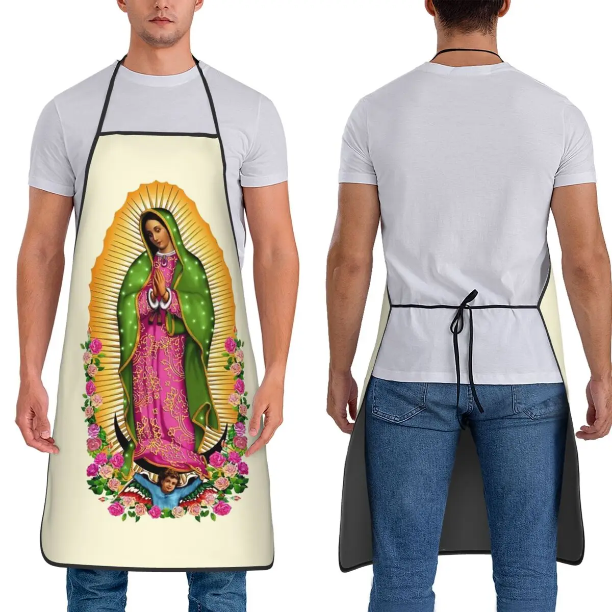 

Фартук Богоматери Гваделупской Мексики Девы Марии Мексики Фартук Шеф-повар Кулинария Выпечка Нагрудник Кухонный фартук для уборки для женщин и мужчин