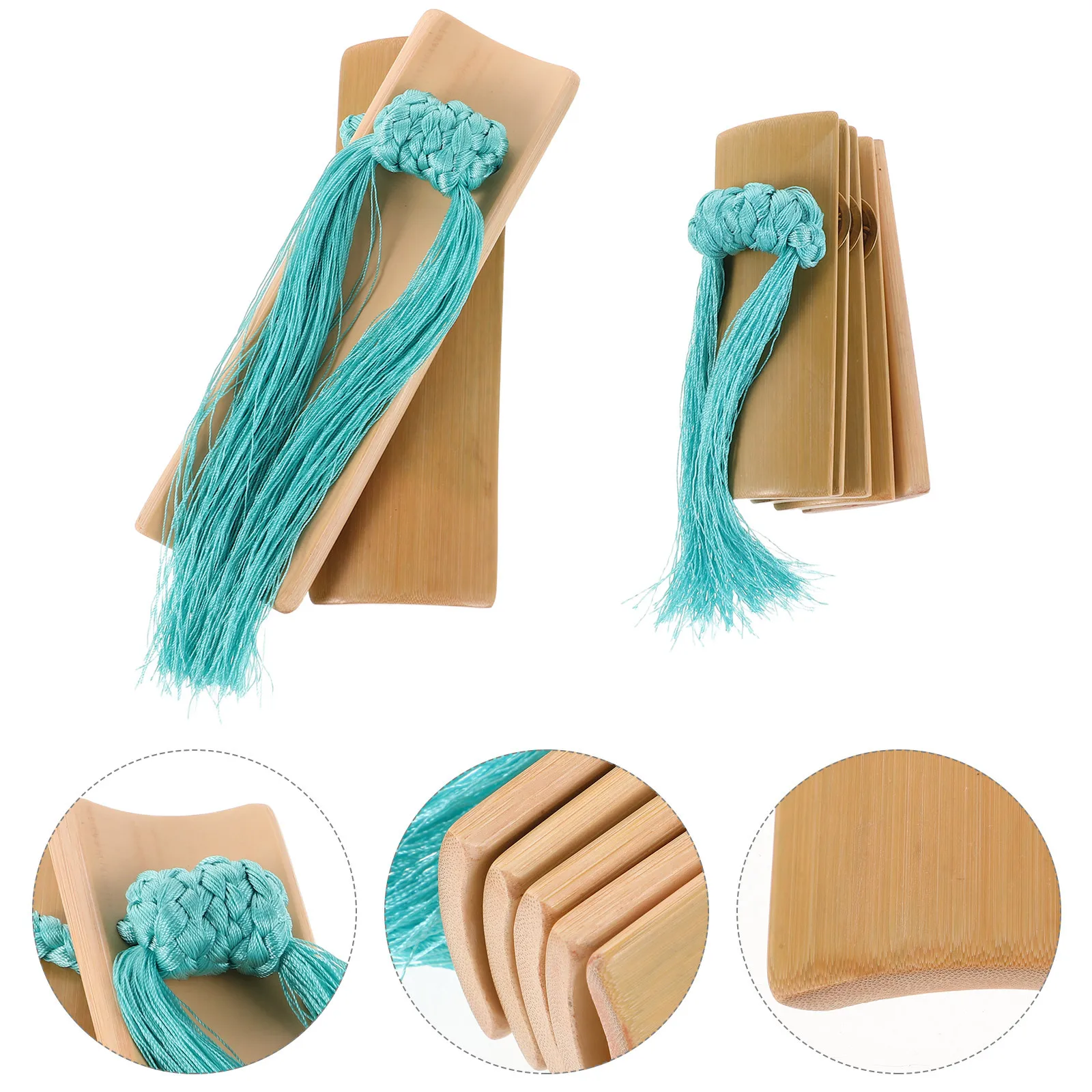 

1Set Bamboo Kuaiban Castanet Clappers Blue Tassel Traditional Percussion Instrument Loud Crisp Sound Music Performances