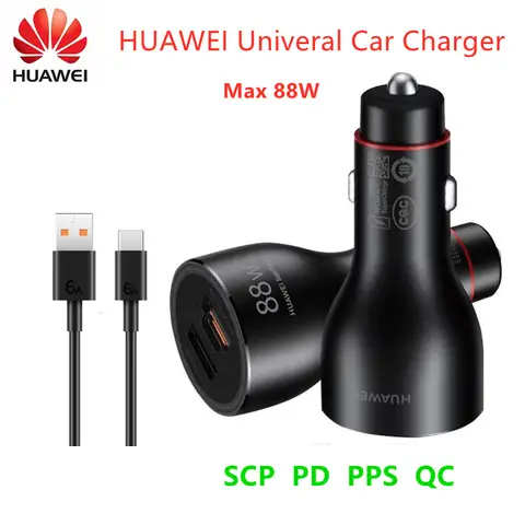 HUAWEI Universal Car Charger สูงสุด 88W SuperCharge รองรับ PD QC Fast CHARGING สําหรับโทรศัพท์มือถือแท็บเล็ตแล็ปท็อปหูฟัง