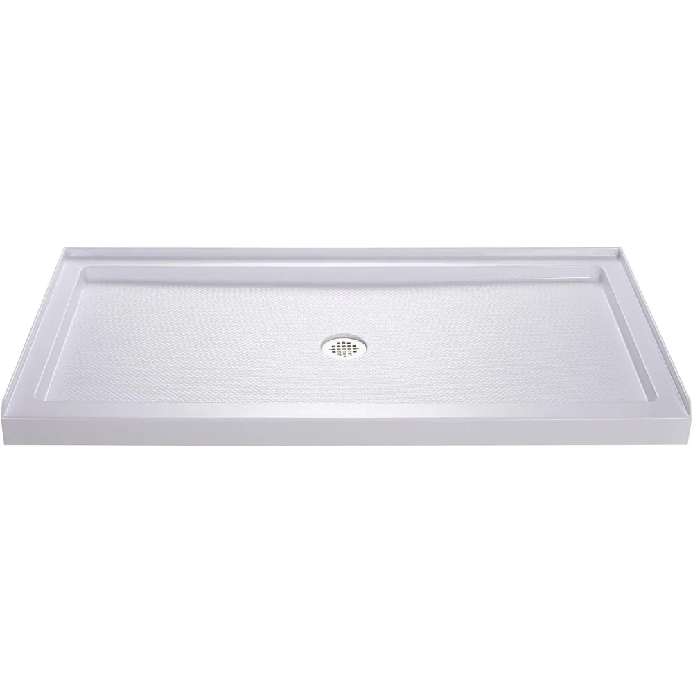 Center Drain Single Threshold Shower Base in White  shower tray Center Drain Base 36 in. D x 54 in. W x 2 3/4 in. H