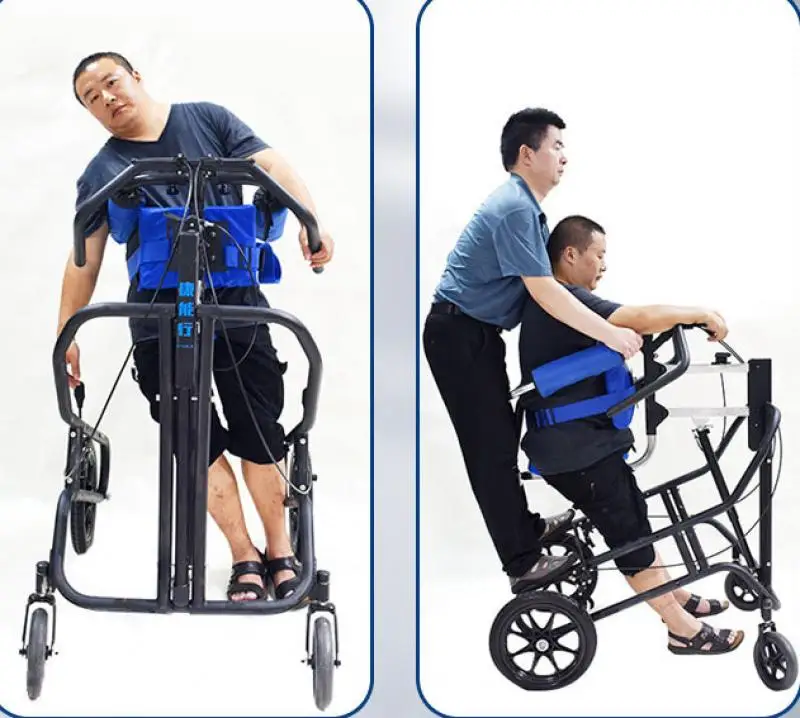 Multifunctional Walking Aid Hemiplegic Patient Lower Limb Training Automatic Height Adjustment Standing Frame with Wheels