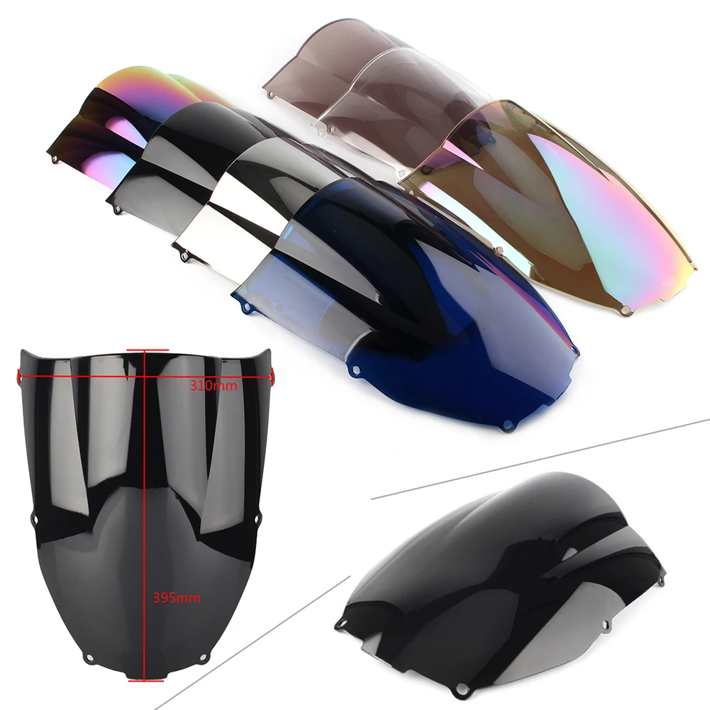 Motorcycle Windscreen Double Bubble Windshield For Kawasaki Ninja ZX6R ZX-6R 2000 2001 2002 ABS Plastic