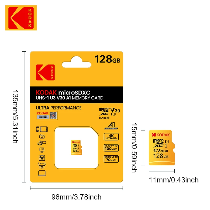 KODAK Memory Card C10 64GB SDXC / 32GB SDHC  U1 Micro SD UHS-I Class 10 TF Flash Microsd