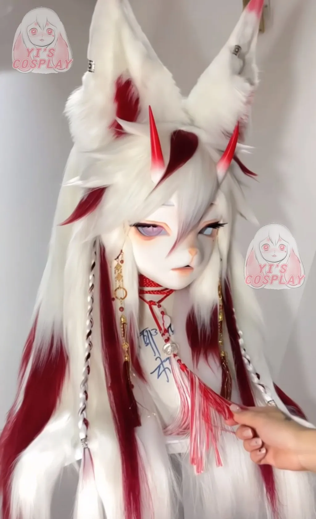 Yis تأثيري مخصص فروي رئيس Kigurumi رئيس تأثيري كيمونو Fursuit اليدوية سماعات الوحش مخصص Fursuit كيمونو رئيس