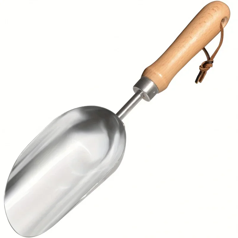 1pc 13in Stainless Steel Garden Trowel - Large Capacity Fertilizer/Soil Shovel, for Transplanting/Digging/Planting/Cultivation