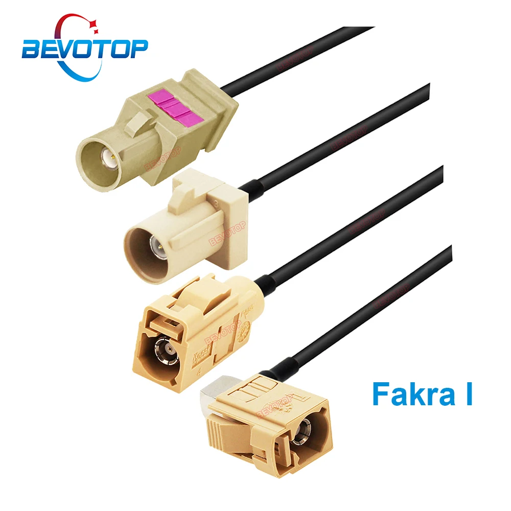 1PCS Beige Fakra I Male Female RG174 Jumper RF Coaxial Antenna Extension Cord Car Bluetooth Adapter Pigtail 10CM~20M Customized